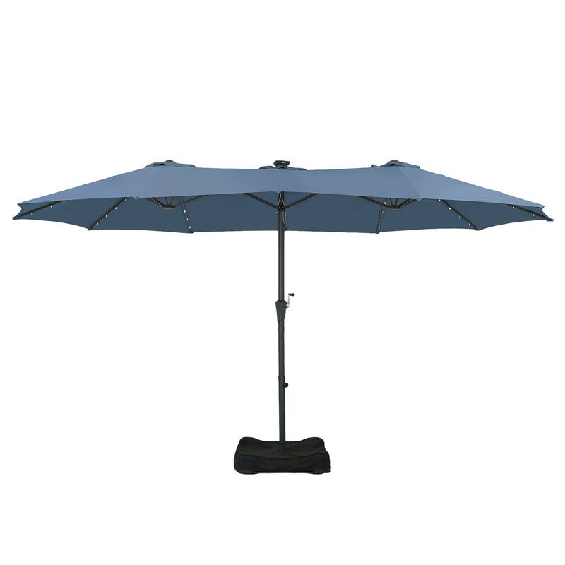 Autlaycil 15ft Retangle Patio Umbrella with Solar Lights & Base