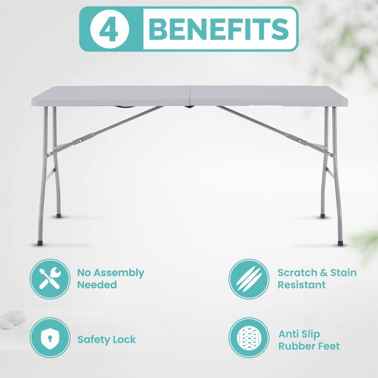 Folding Table Foldable Table Portable Collapsible Table Multipurpose Rectangular Resin Fold Up Table for Outdoor Camping