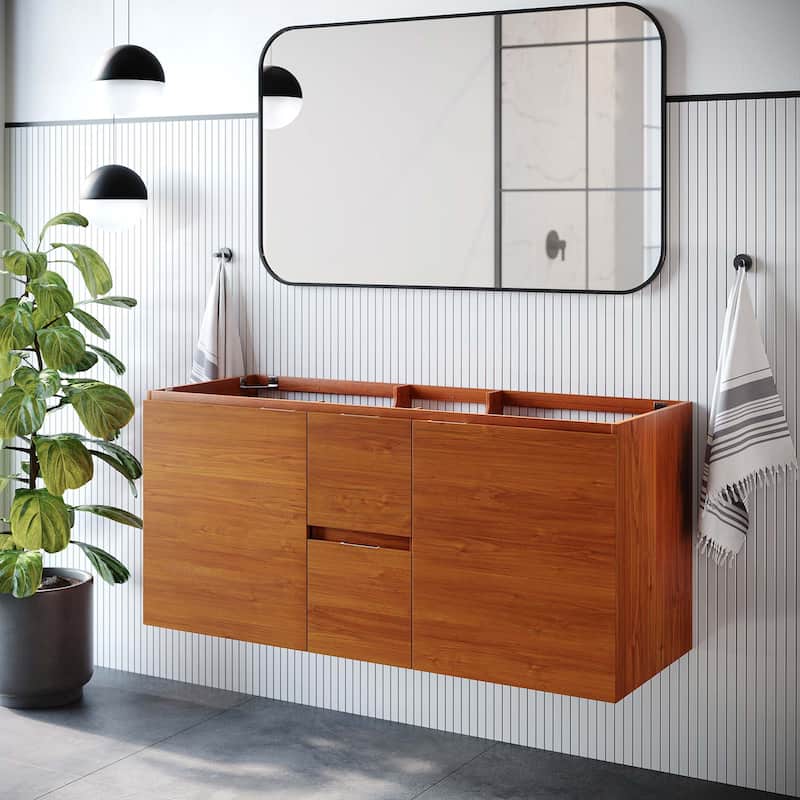 Scenic 48" Double Sink Compatible (Not Included) Bathroom Vanity Cabinet - Wood Finish - Cherry Walnut - Double Vanities