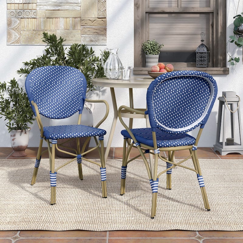 Courtnie French Blue PE Wicker Outdoor Dining Chairs (Set of 2) by Furniture of America - Set of 2