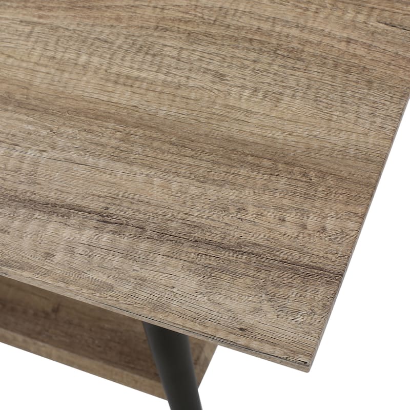 Mid-Century Modern Coffee Table 2 Tier Coffee Table Stylish Coffee Table with Lower Shelf for Living Room
