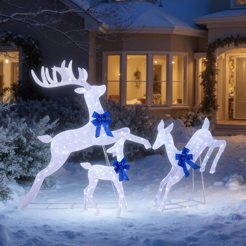 Costway 3 PCS Lighted Christmas Reindeer Family Set Holiday Decoration - See Details