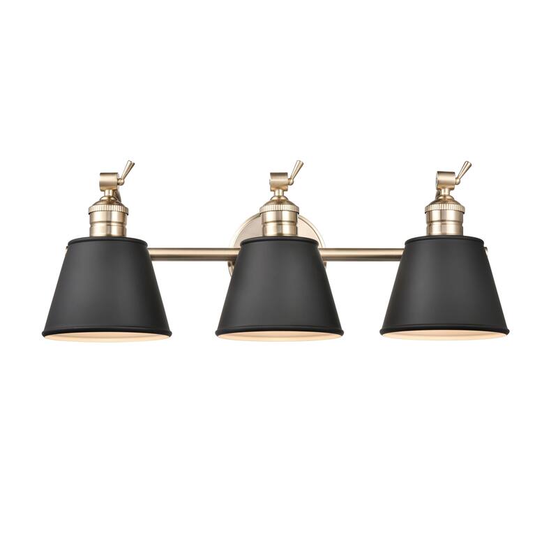 Millennium Lighting Layne Vanity Fixture in Multiple Finishes with Metal Shades - 3 Light - Modern Gold