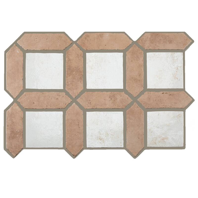 Merola Tile Picket Arenta Cotto with White Square 14-5/8" x 22-1/2" Porcelain Floor and Wall Tile