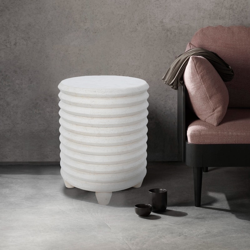Swirling Side Table - 19" - Natural White