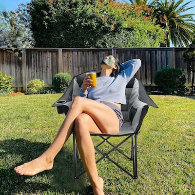 DoCred Oversized Camping Chair, Fully Padded Folding Moon Chair