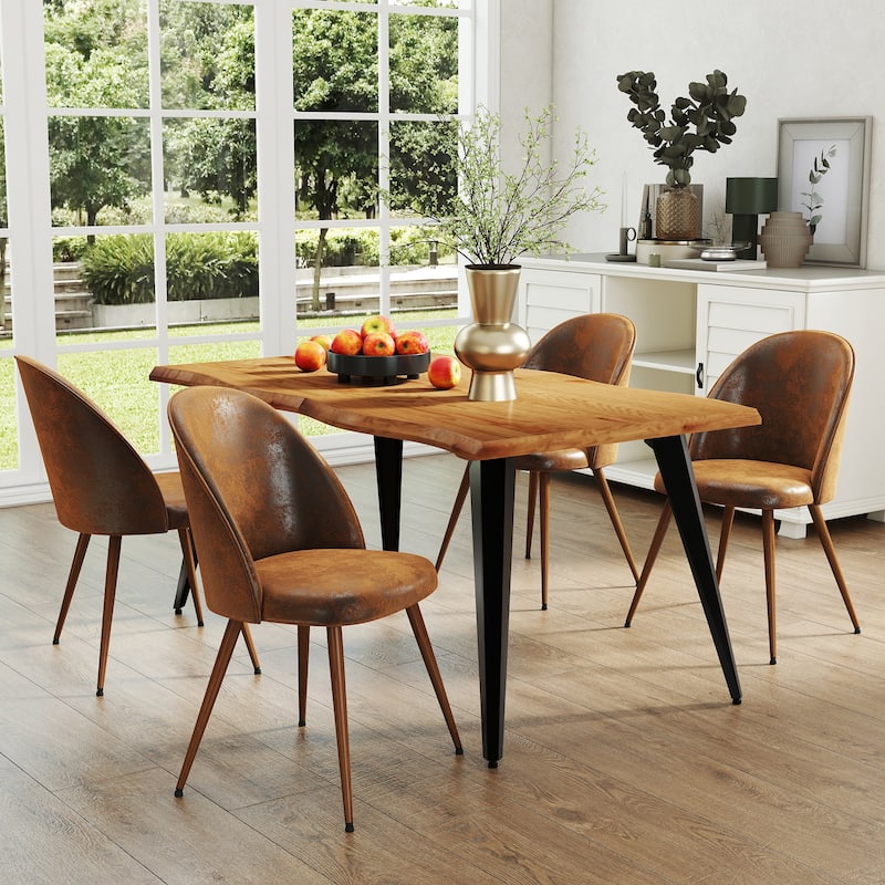 Homy Casa 5-Piece Dining Set with Modern Table and Upholstered Side Chairs