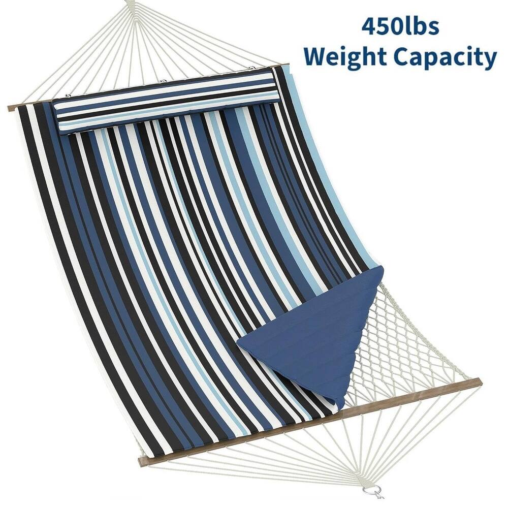 2 in 1 Outdoor Hammock with Cotton Rope and Polyester Pad for Patio, Backyard, Garden, Beach