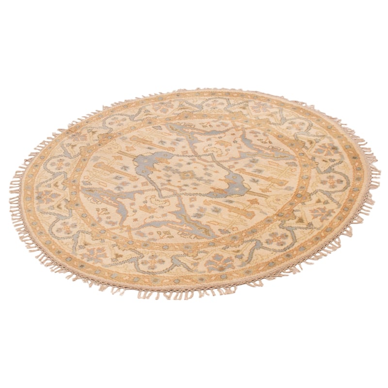 ECARPETGALLERY Hand-knotted Royal Oushak Cream Wool Rug - 4'10 x 4'10