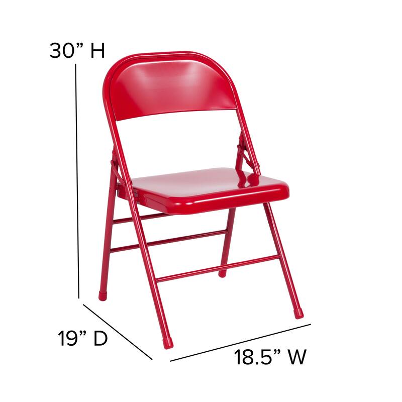 4 Pack Triple Braced & Double Hinged Metal Folding Chair