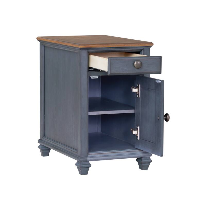 Bridgevine Home Americana 14 inch Chairside Table, No Assembly Required, Corduroy Blue Finish