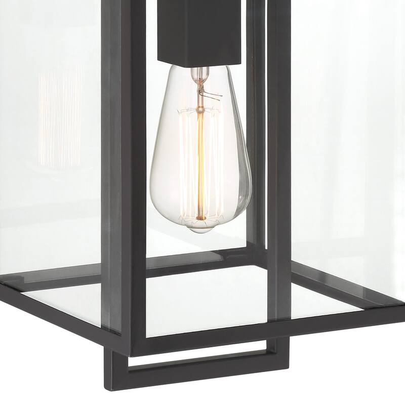 Preston 8 in. 1-Light Matte Black Modern Outdoor Flush Mount with Clear Glass Shade - 12