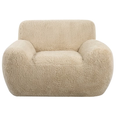 Artificial Sheepskin Accent Chair - 50.5" - Caramel Brown