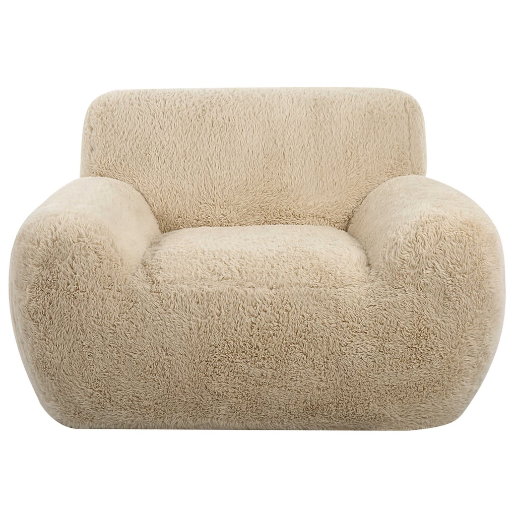 Artificial Sheepskin Accent Chair - 50.5" - Caramel Brown