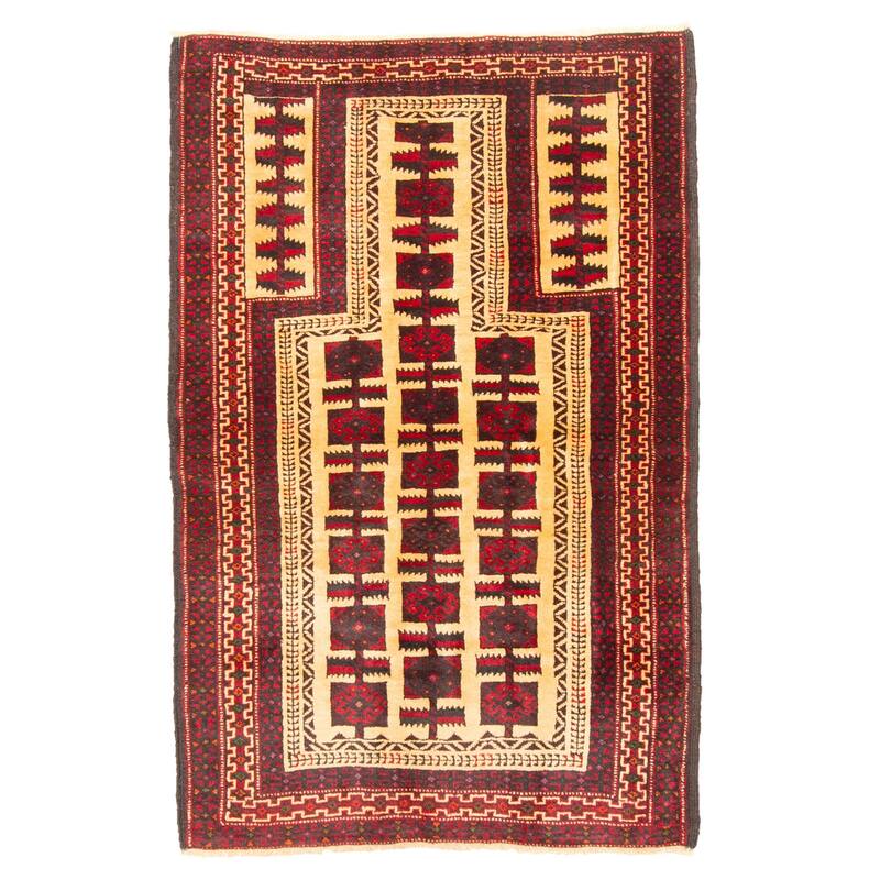 ECARPETGALLERY Hand-knotted Teimani Beige Wool Rug - 3'0 x 4'7