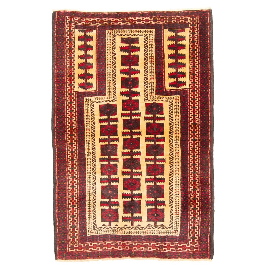 ECARPETGALLERY Hand-knotted Teimani Beige Wool Rug - 3'0 x 4'7