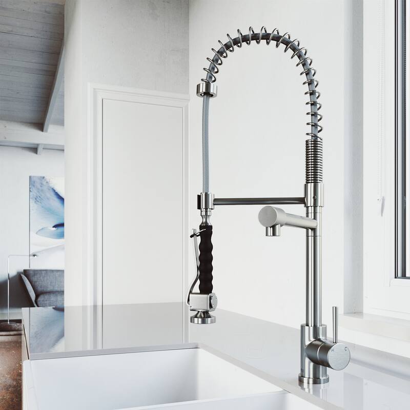 VIGO Zurich 27" H Single Handle Pull-Down Sprayer Kitchen Faucet