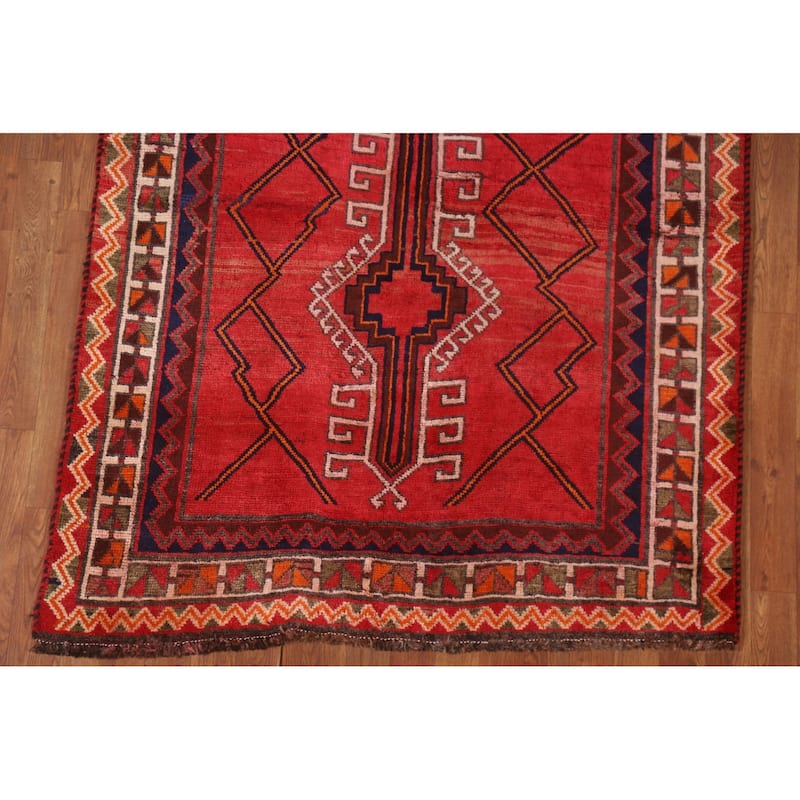Hand Knotted Oriental 100% Wool Carpet Traditional Geometric Red Lori Area Rug - 8' 4'' X 4' 3''