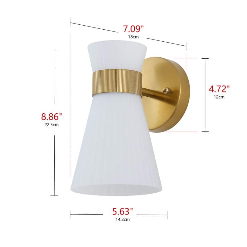3 Light Gold Vanity Wall Sconce with White Glass Shades Modern Bathroom Lighting Fixture