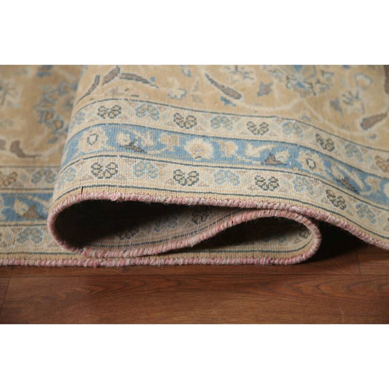 Hand Knotted Oriental 100% Wool Carpet Traditional Floral Peach Mashad Area Rug - 13' 1'' X 9' 11''