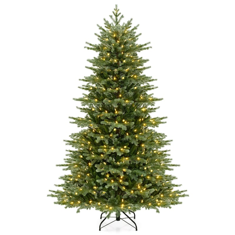 Gymax 5/6/7 FT Artificial Christmas Tree w/ 1426/2116/3156 Lush PVC & - 7 Foot