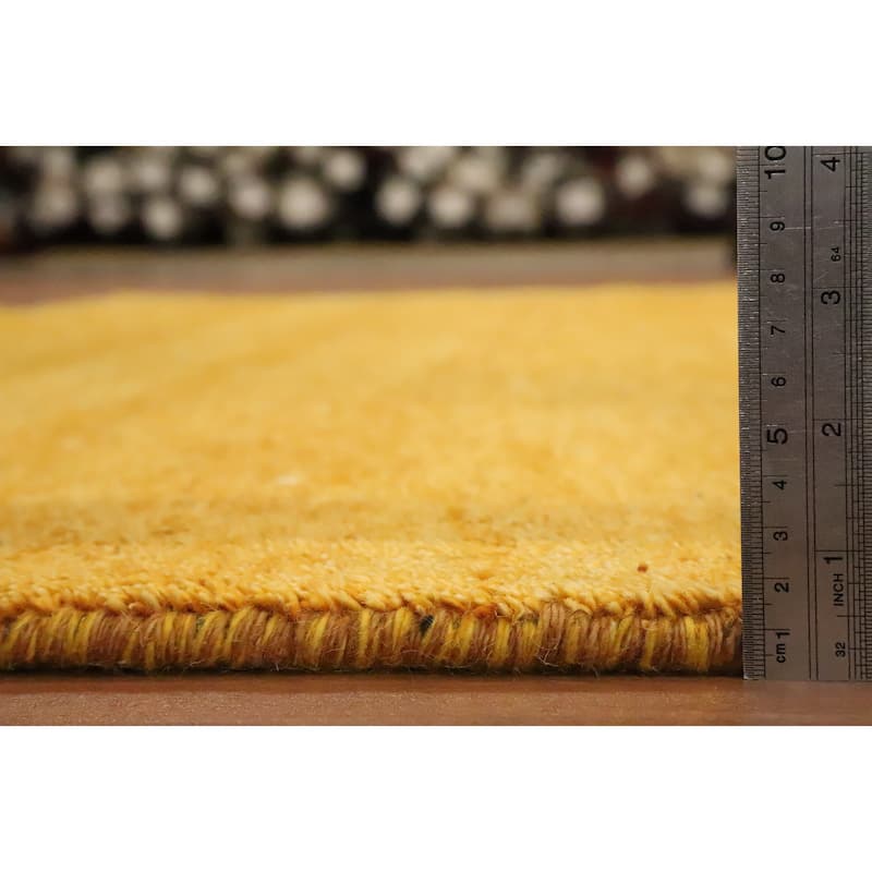 Hand Knotted Oriental 100% Wool Carpet Modern Solid Yellow & Gold Gabbeh Area Rug - 8' 1'' X 5' 9''