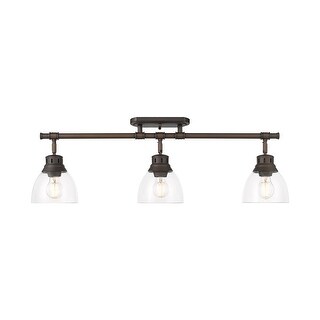 Yep by Golden Lighting Duncan 3-light Semi-Flush Mount in Rubbed Bronze and Clear Glass - Rubbed Bronze - 3-Light Semi-flush