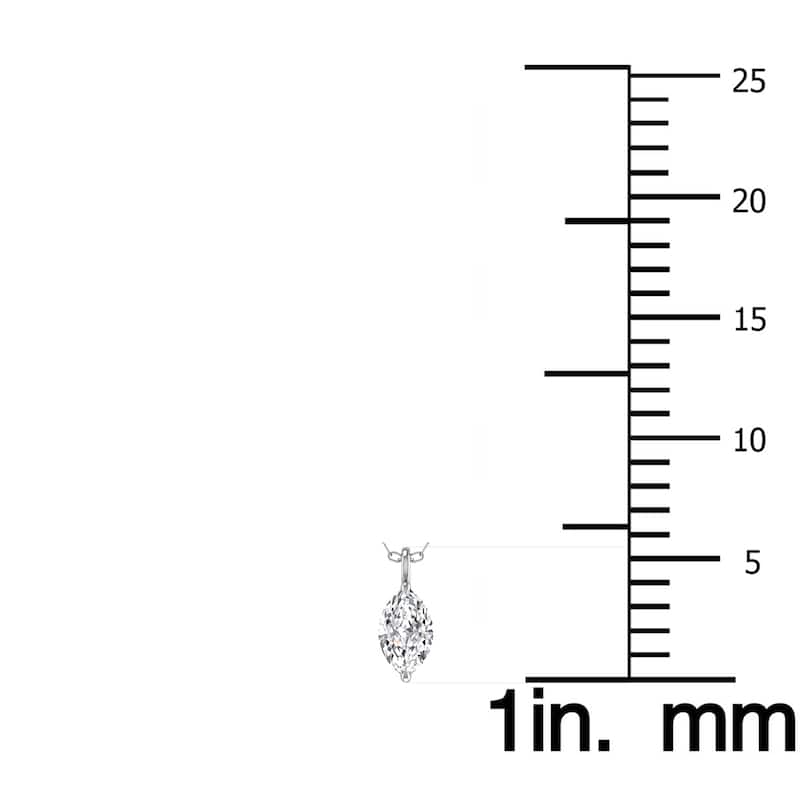 Marquee Lab Grown 1/4 Carat Marquise Solitaire Diamond Pendant in 14K White Gold