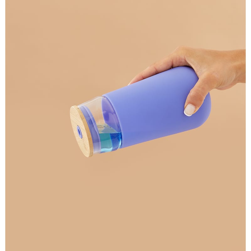 JoyJolt Glass Drinking Cup, Tumbler with Straw & Non Slip Silicone Sleeve - 20 oz - 20 oz