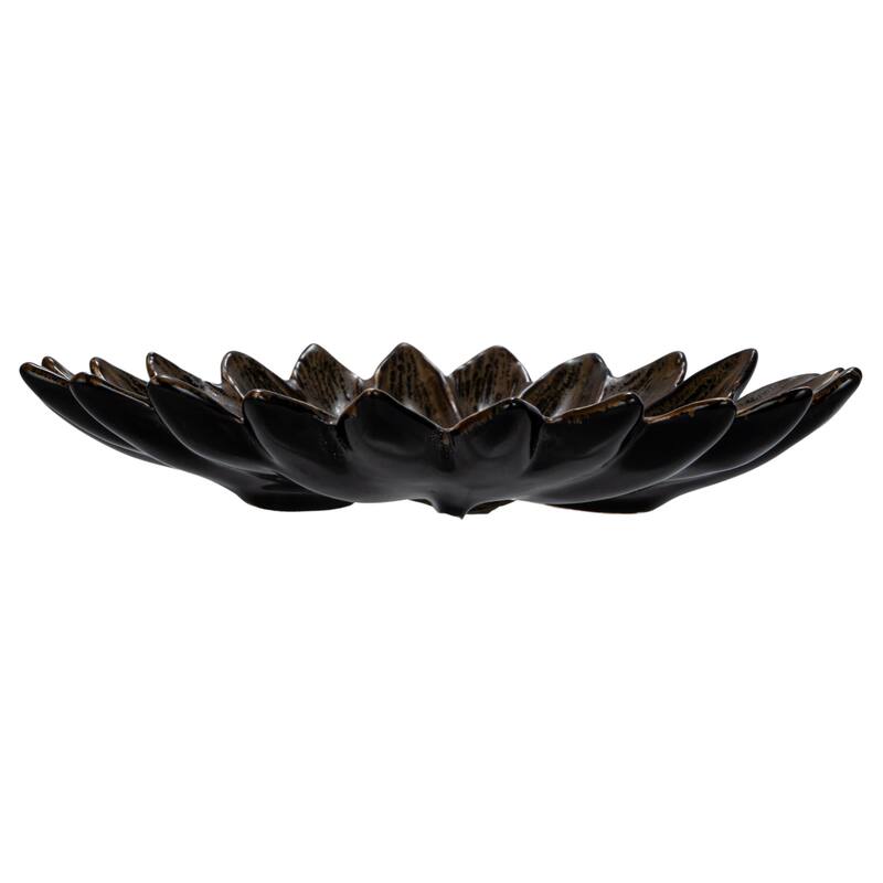 Stoneware Flower Plate with Glaze