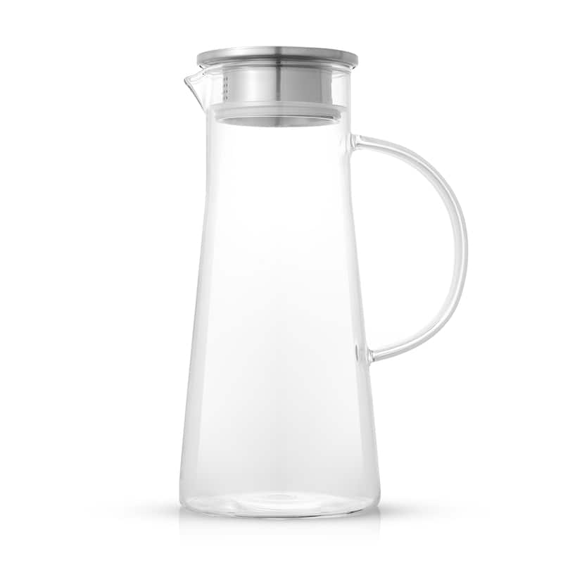 JoyJolt Breeze Glass Drink Water Pitcher with Stainless Steel Lid - 50 oz