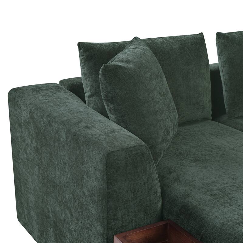 Roomfitters 93.7" L-Shaped Upholstered Sectional Sofa with Wooden Storage Compartment