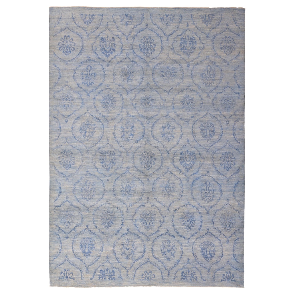 ECARPETGALLERY Hand-knotted Vibrance Blue Wool Rug - 9'0 x 12'4