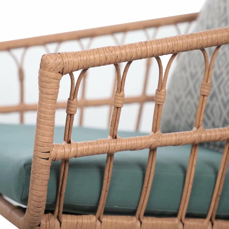 3-Piece Outdoor Wicker Bistro Set with Cushions