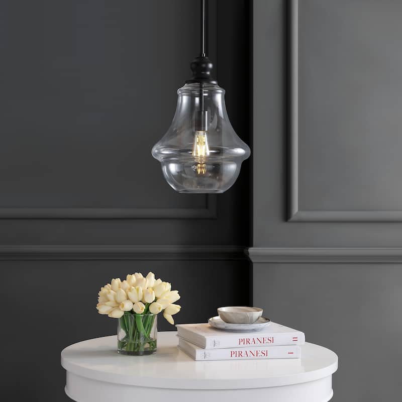 Catalina Adjustable Metal/Glass LED Pendant, Oil Rubbed Bronze by JONATHAN Y