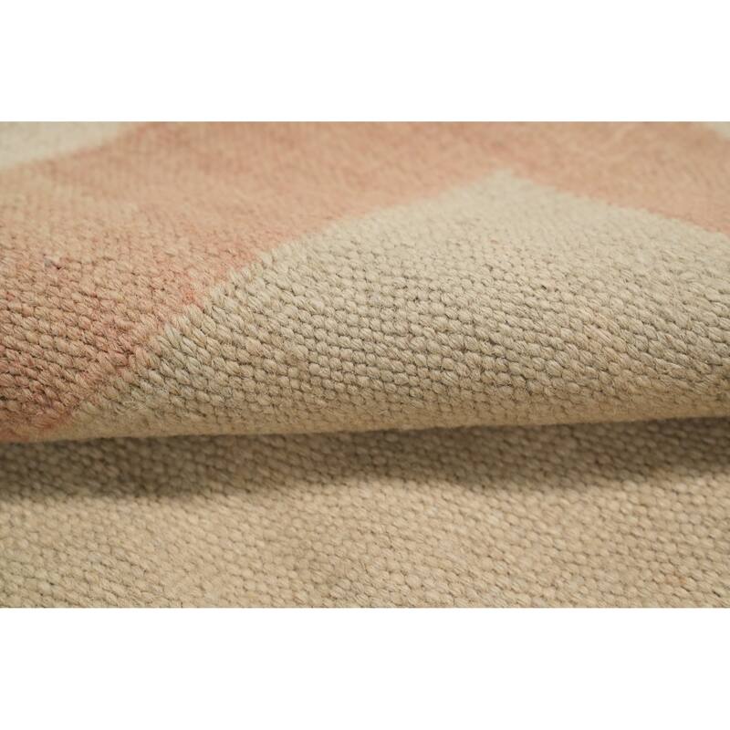 Hand Woven Oriental 100% Wool Carpet Southwestern Tribal Beige & Ivories Kilim Area Rug - 8' 10'' X 5' 8''