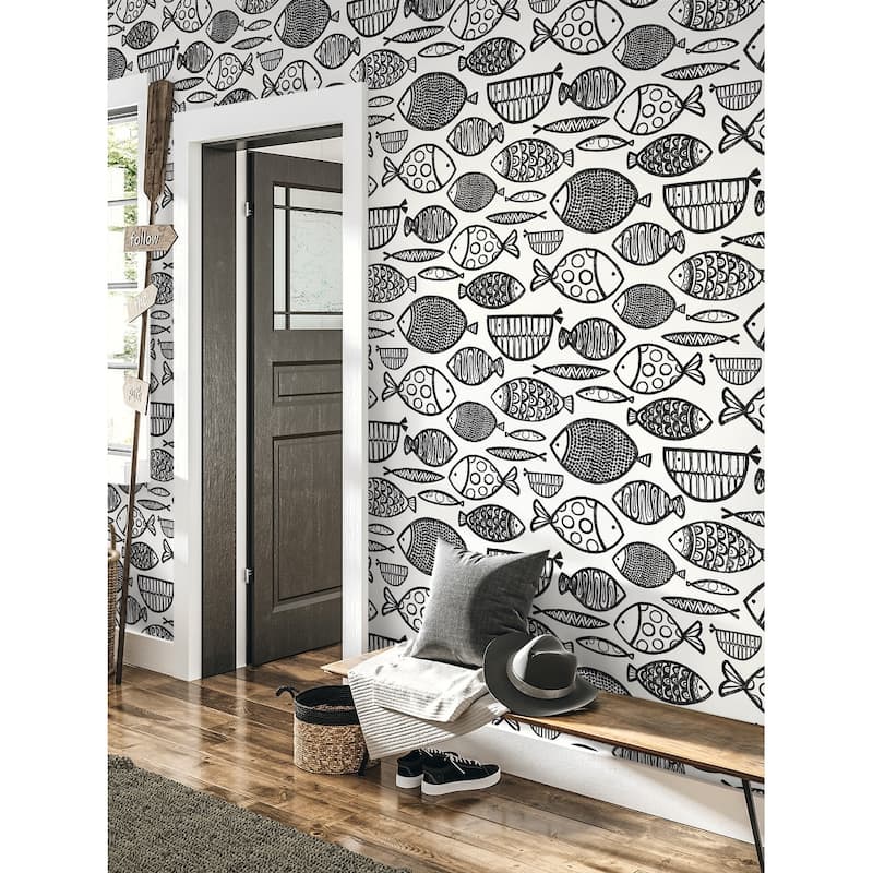 Seabrook Designs Cadence Fish Non-Woven Unpasted Wallpaper