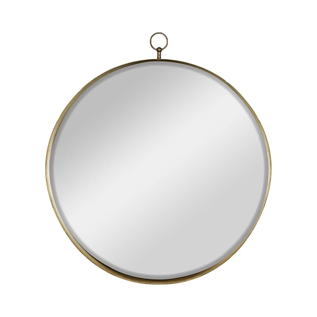 Round Wall Mirror with Ring Handle - 28" - Gold