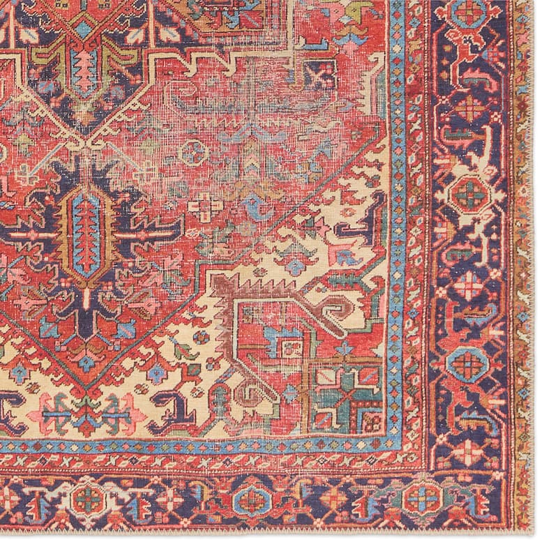 Lucinda Machine Washable Medallion Red/Blue Rug