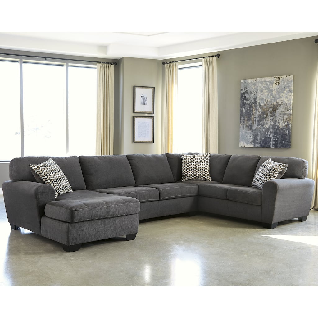 Signature Design by Ashley Ambee Dark Gray 3-Piece Sectional with Chaise - 143" W x 91" D x 37" H