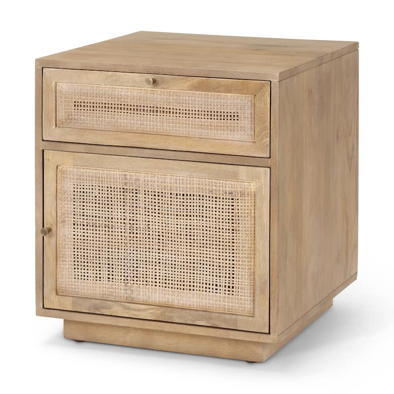 Grier Light Brown Wood w/ Cane Accent Table - Light Brown