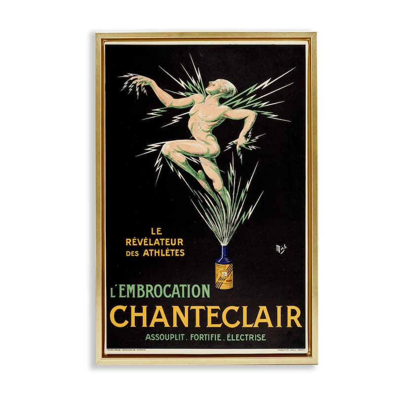 Stupell Vintage Chanteclair Wine Framed Floater Canvas Wall Art Design By Marcus Jules - 17 x 25 - Gold