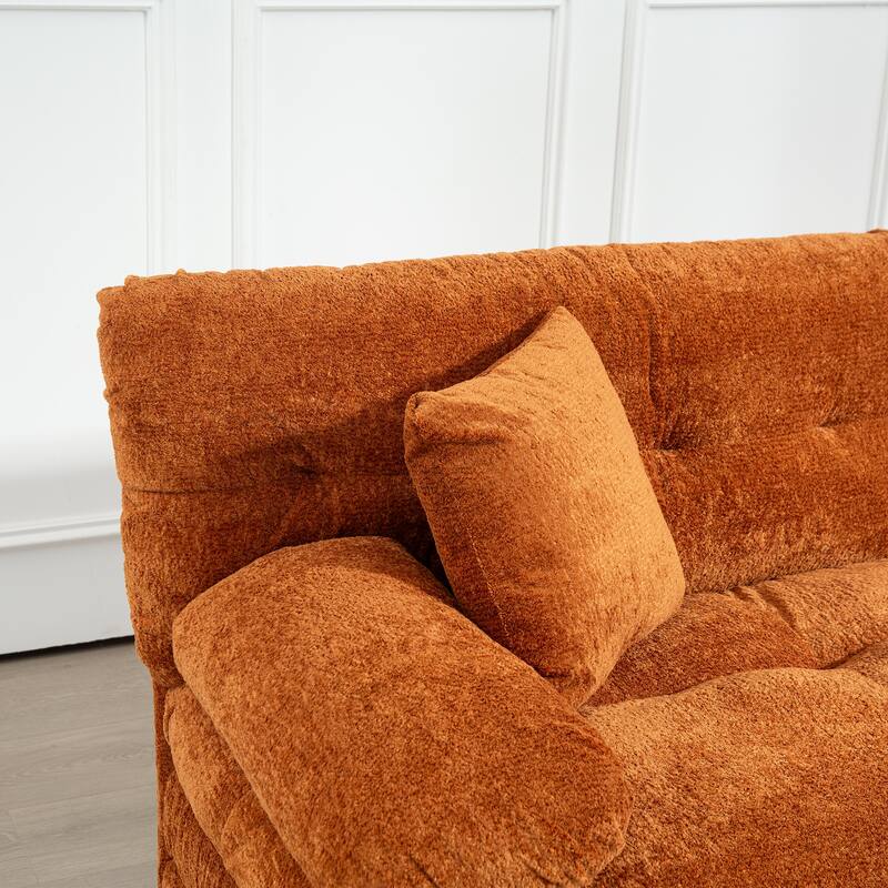 120.87" Chenille L-Shaped Sleeper Sectional Sofa with Ottoman