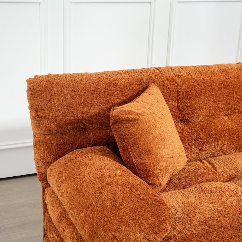 Modern 3 Seat L Shaped Modular Sectional Sofa with Chenille Upholstery and Ottoman for Living Room and Guest Room