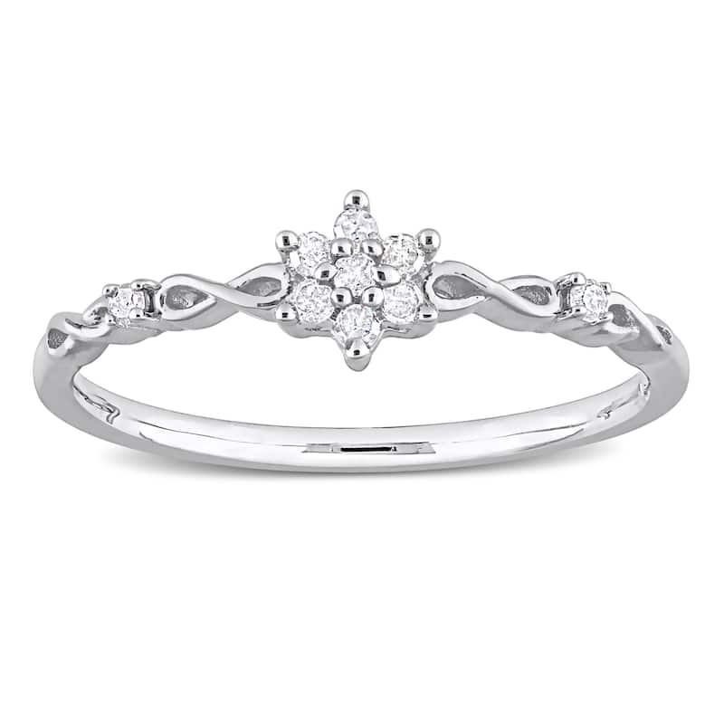 Miadora 1/10ct TDW Diamond Floral Promise Ring in Sterling Silver