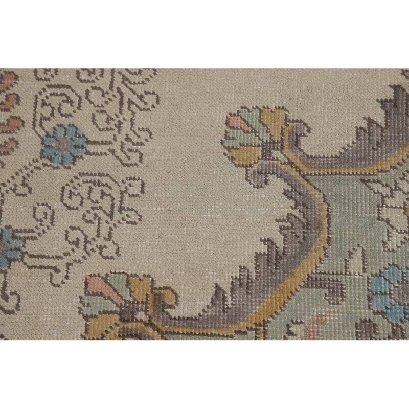 Geometric Tabriz Persian Area Rug Hand-Knotted Beige Wool Carpet - 9'10"x 12'6"