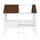 preview thumbnail 7 of 13, Elegant Twin Size Low Loft Wood House Bed with Two Side Windows, Superior Quality & Better Sleeping Environment, White+Brown