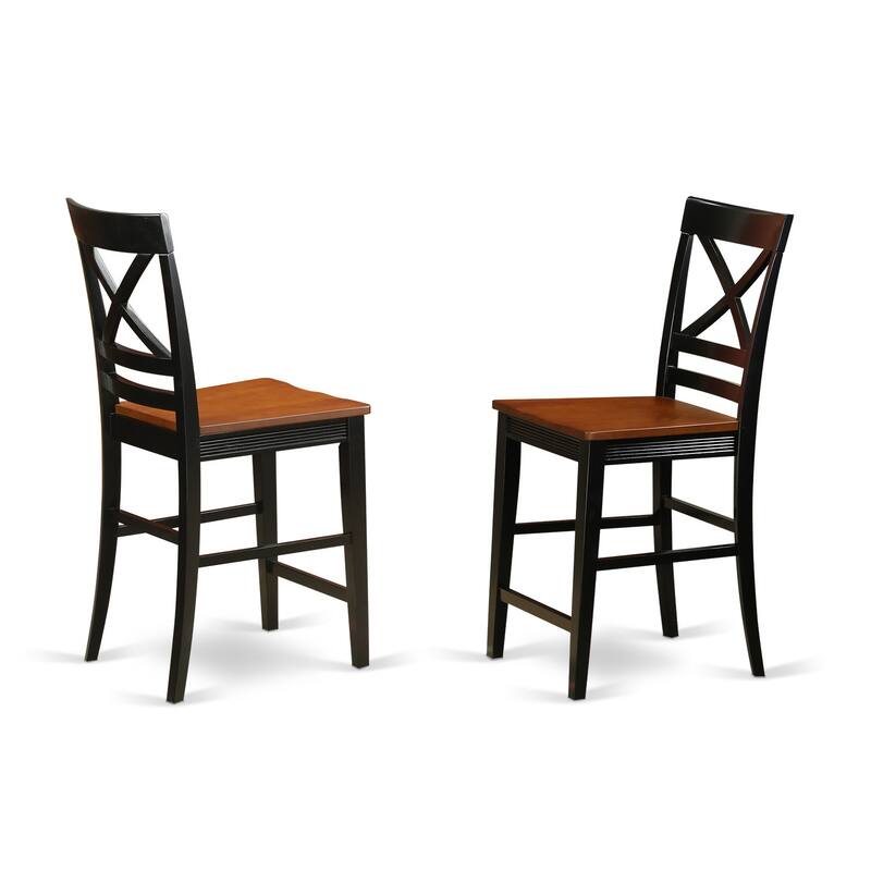 HomeStock 3-Piece Black Finish Solid Wood Top Counter Height Dining Table Set