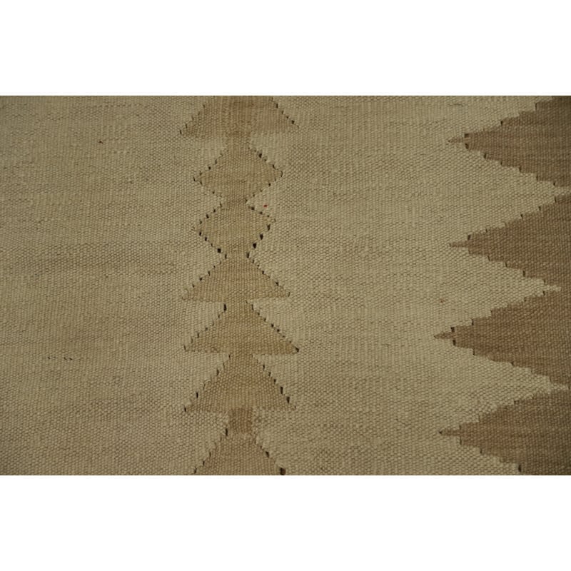 Hand Woven Oriental 100% Wool Carpet Southwestern Tribal Beige & Ivories Kilim Area Rug - 12' 10'' X 9' 9''