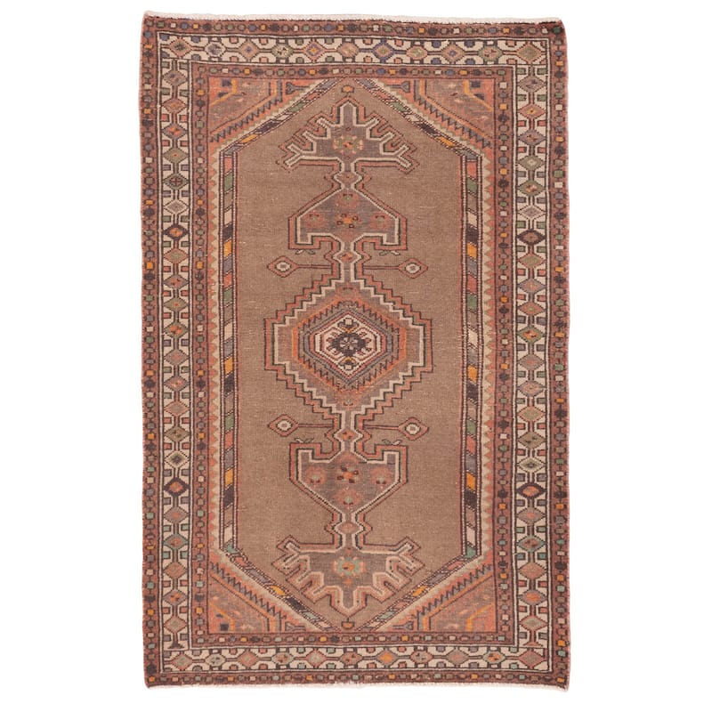 ECARPETGALLERY Hand-knotted Antalya Vintage Brown Wool Rug - 3'4 x 5'2